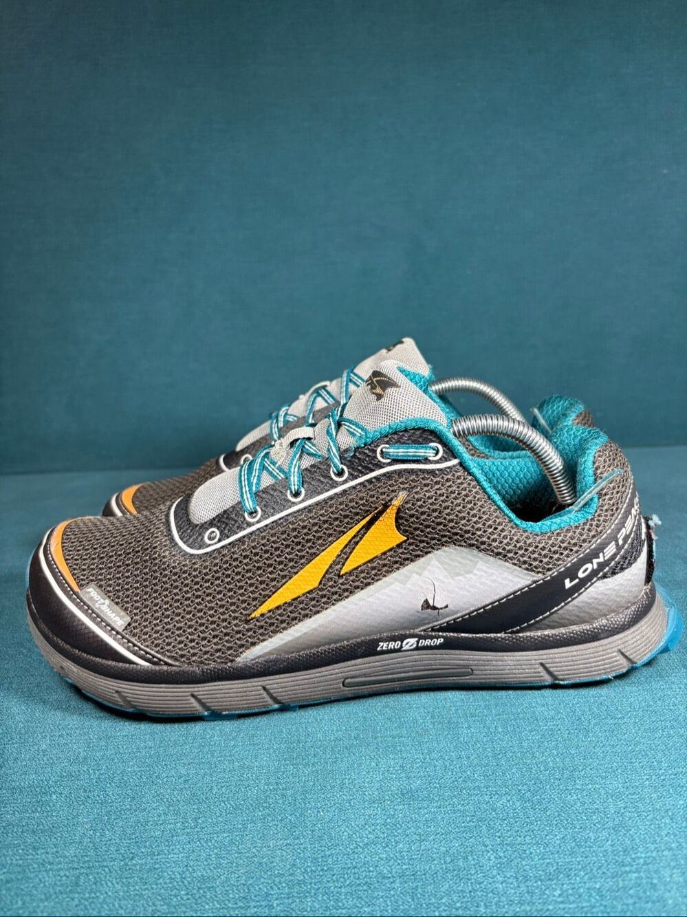 Altra Lone Peak 2.5 Grey Blue Mens Size 10 Trail Running Shoes Zero Drop A1553-1